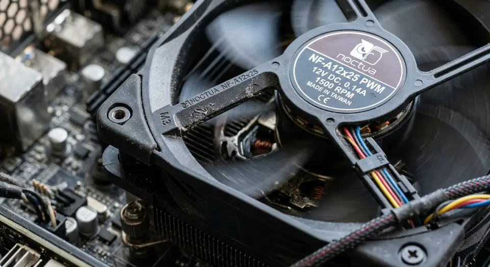 Macro photo of a cooling fan